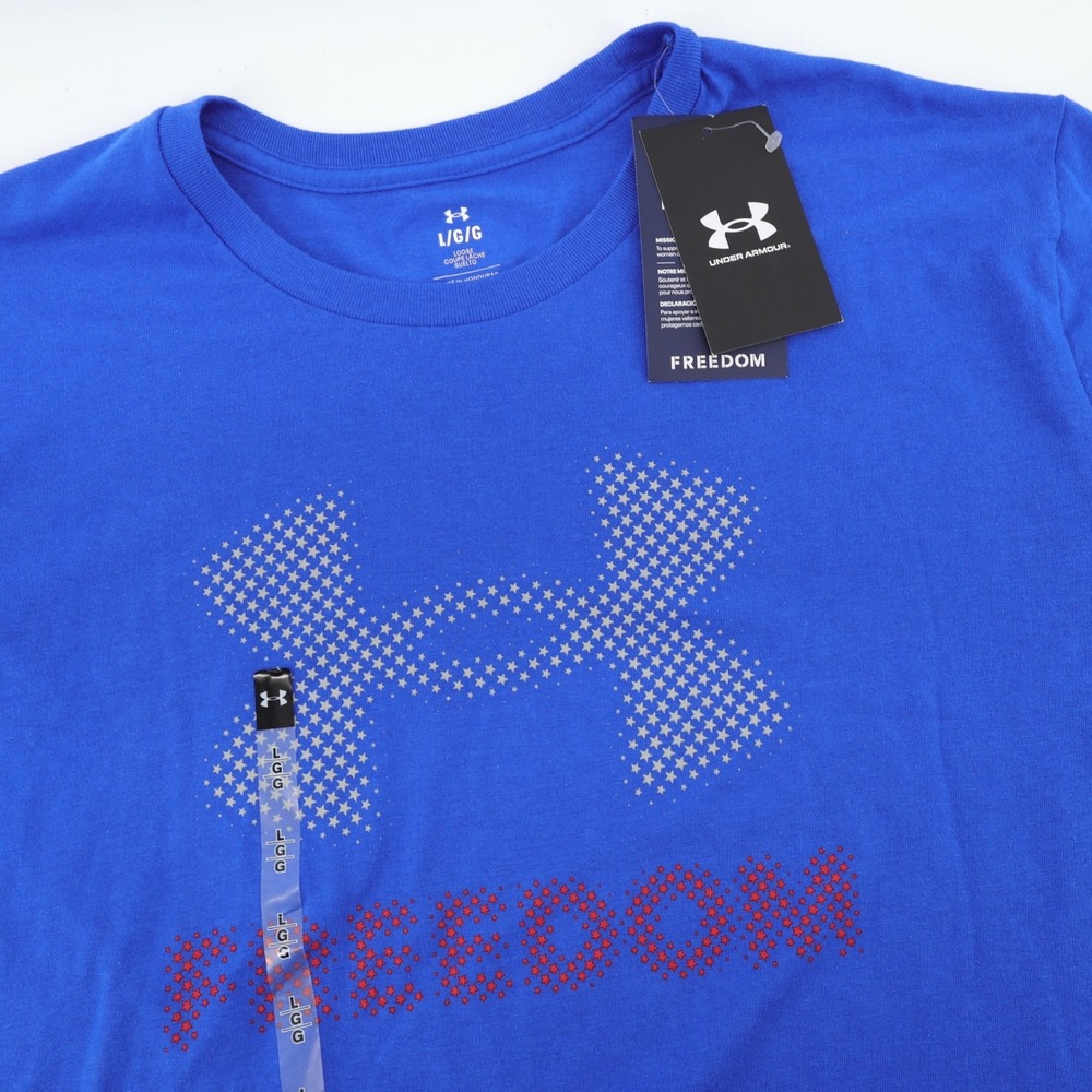 NEW Under Armour Freedom Amp Blue Red Patriotic Graphic Logo Mens Large